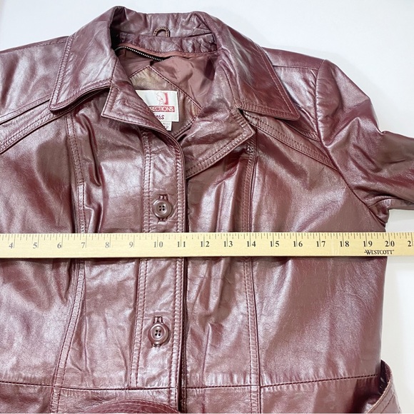 Classic Directions Leather Chestnut Button Front Fully Lined Leather Jacket Sz12 - Picture 5 of 12